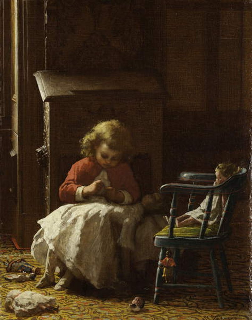 Detail of Family Cares, 1873 by Eastman Johnson