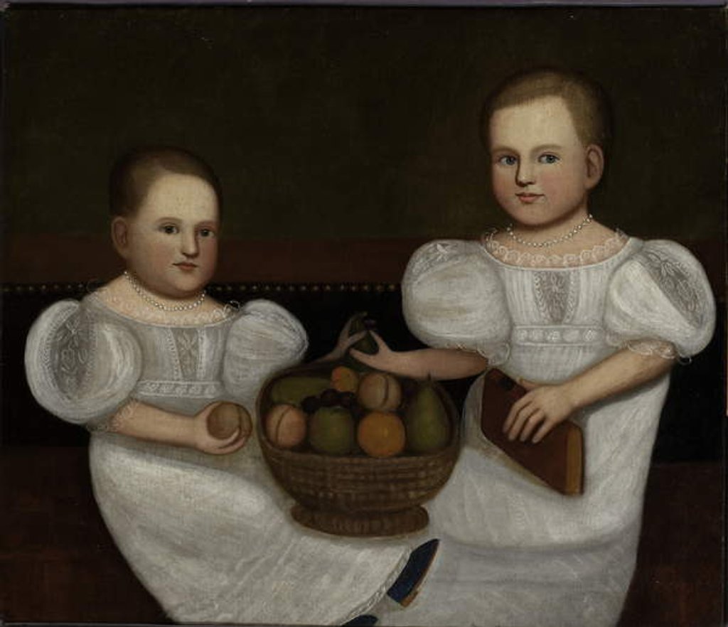 Detail of Ester Amelia and Marcella Eusebia White, 1843 by Zedekiah Belknap