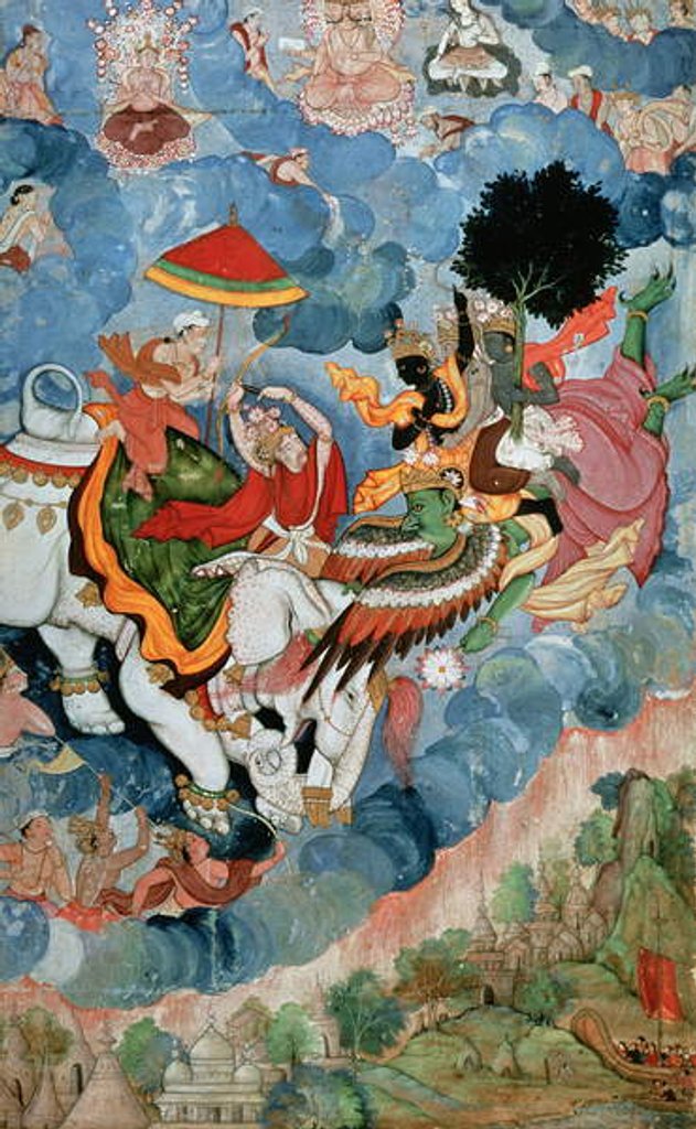 Detail of Krishna's combat with Indra, c.1590 by Indian School