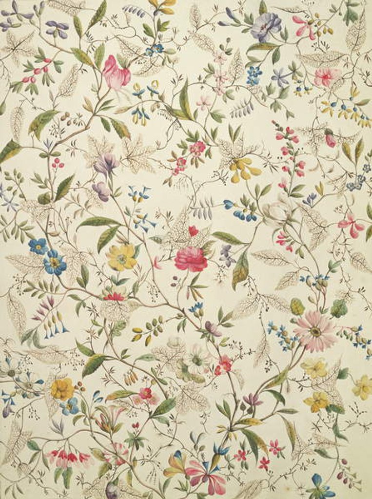 Detail of Wild flowers design for silk material, c.1790 by William Kilburn
