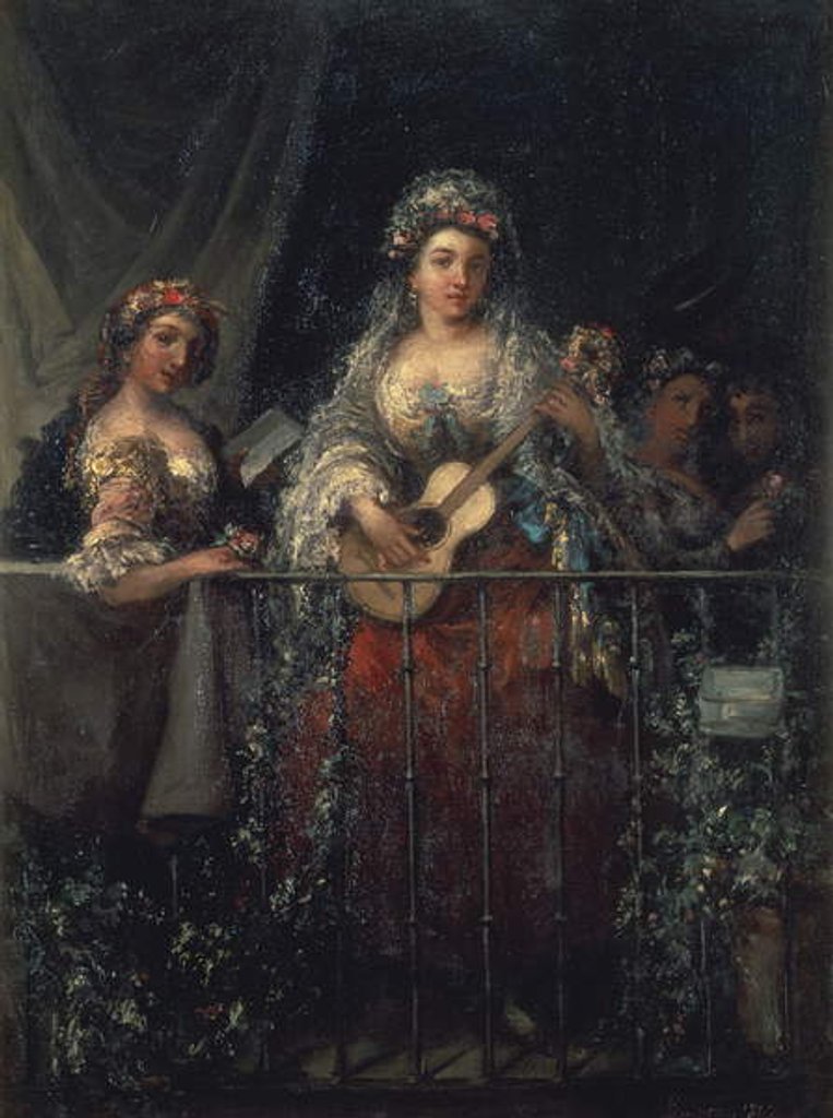 Detail of Ladies on a Balcony, 1862 by Eugenio Lucas Velazquez