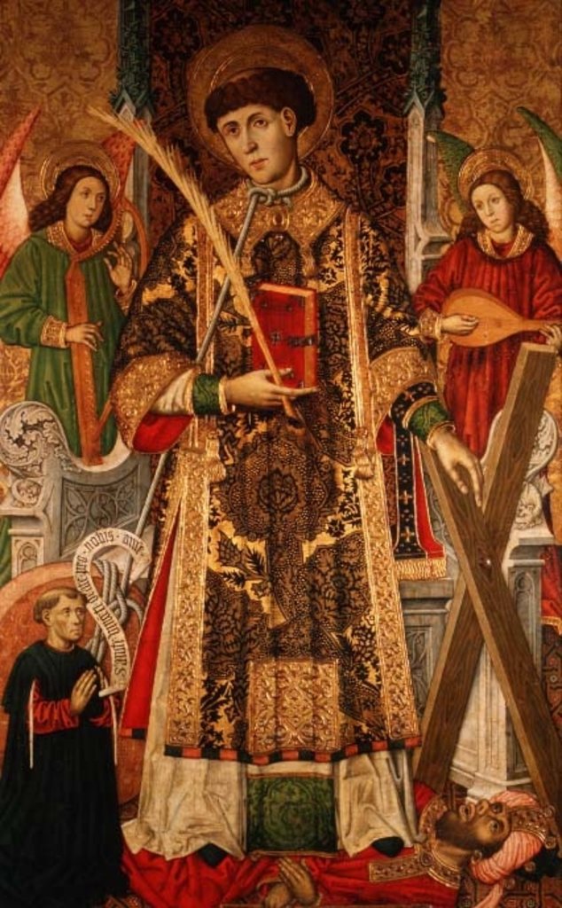 Detail of St. Vincent and a Donor by Master of Archbishop Dalmau of Mur