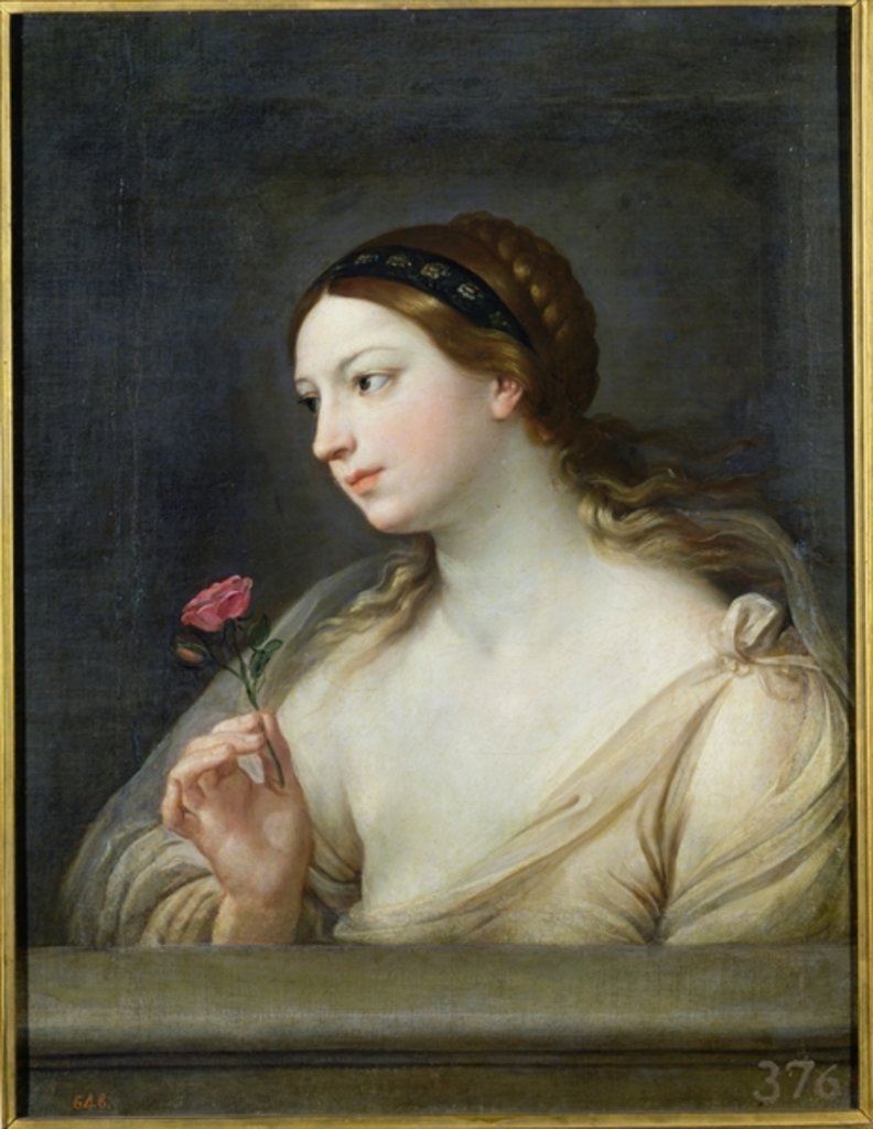 Detail of Girl with a Rose by Guido Reni