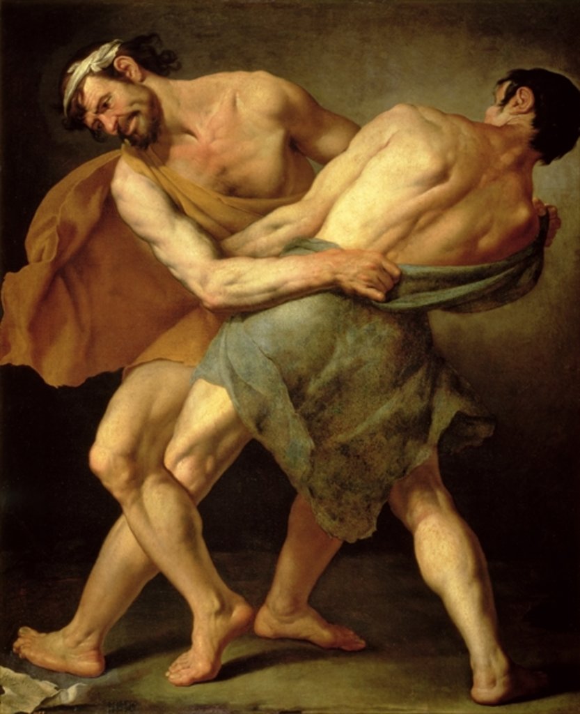 Detail of Two Wrestlers by Cesare Francazano