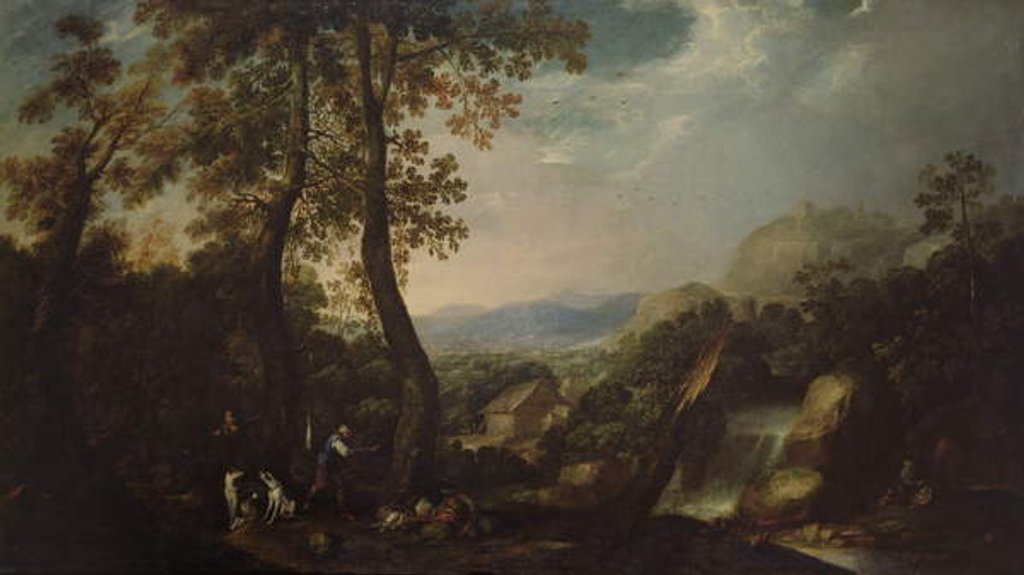 Detail of Landscape with Torrent, 1665 by Ignacio Iriarte
