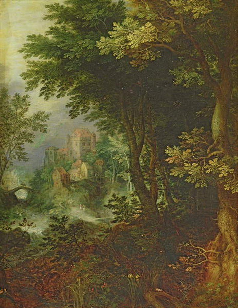 Detail of Landscape by Gillis van III Coninxloo