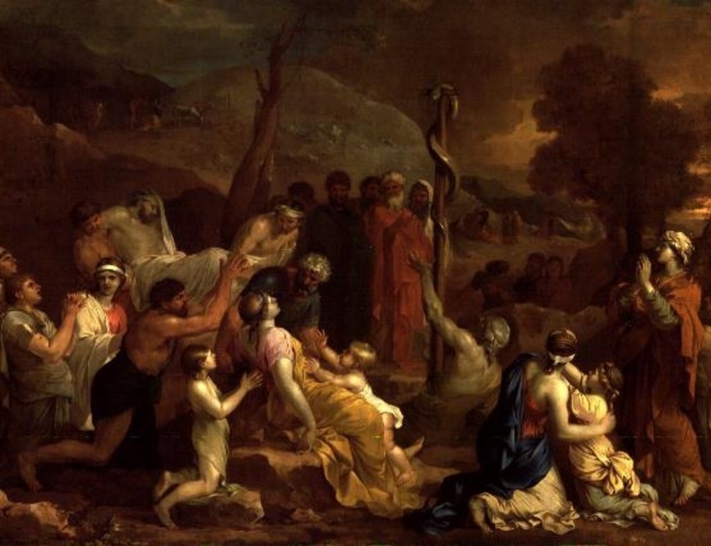 Detail of Moses and the Brazen Serpent, c.1653-54 by Sebastien Bourdon