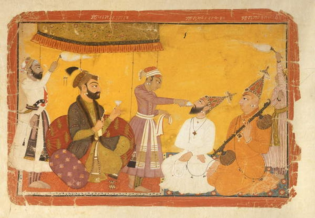 Detail of Gosain Narayan takes poison in the presence of Emperor Jahangir by Indian School