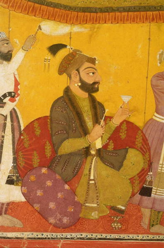 Detail of 47.110/359 Gosain Narayan takes poison in the presence of Emperor Jahangir, Nurpur, Pahari School, 1725 by Indian School