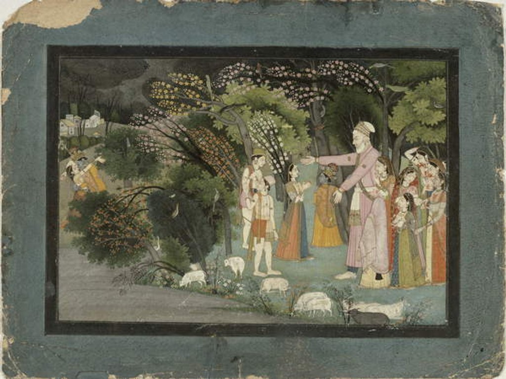 Detail of 51.207/28 Nanda asking Radha to escort Krishna home by Indian School