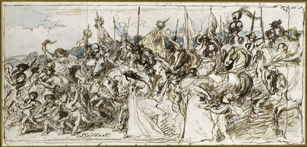 Detail of Sketch for 'The Return of the Victors', 1879 by John Gilbert