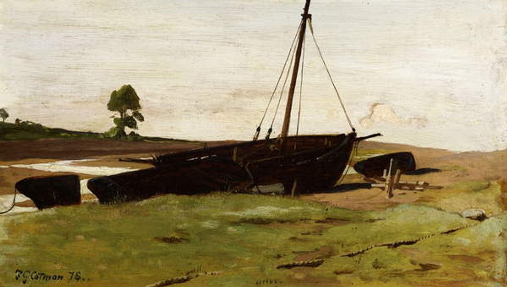 Detail of Stranded Boats, Porlock Weir, 1879 by Frederick George Cotman