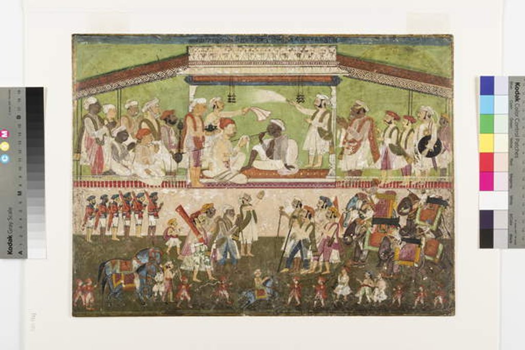 Detail of Raghuji Bhonsle II presides over a military review, c.1790 by Indian School