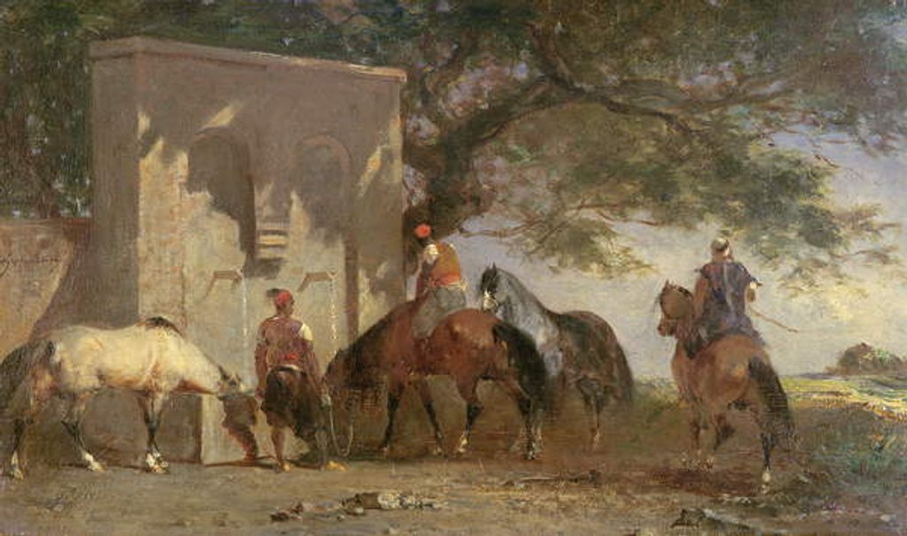 Detail of Arabs Watering Their Horses, c.1865-75 by Eugene Fromentin