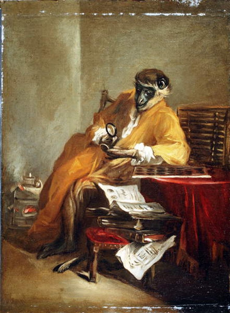 Detail of The Monkey Antiquarian, after 1740 by Jean-Baptiste Simeon Chardin