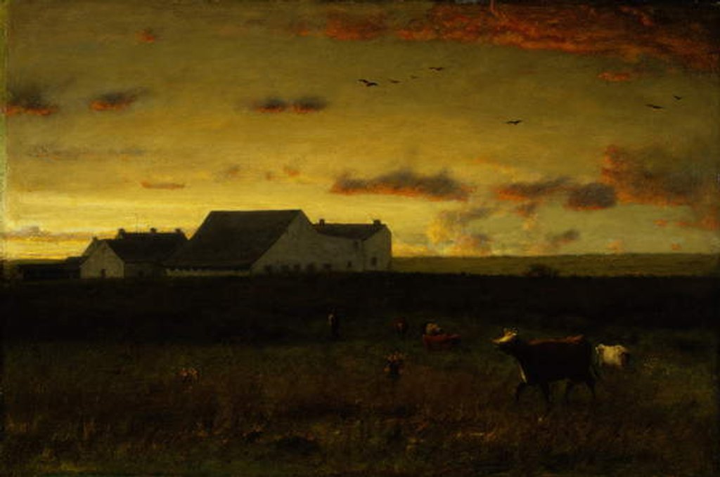 Detail of Farm Landscape, Cattle in Pasture, Sunset, Nantucket, c.1883 by George Snr. Inness