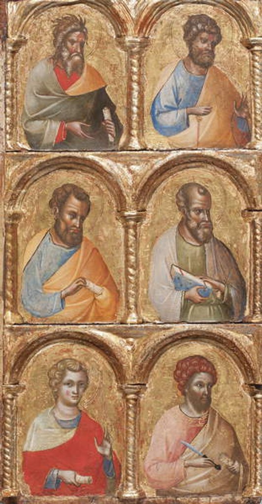 Detail of Detail of Madonna and Child with Angels, the Crucifixion, and Twelve Apostles or Saints,c.1360 by Lorenzo Veneziano