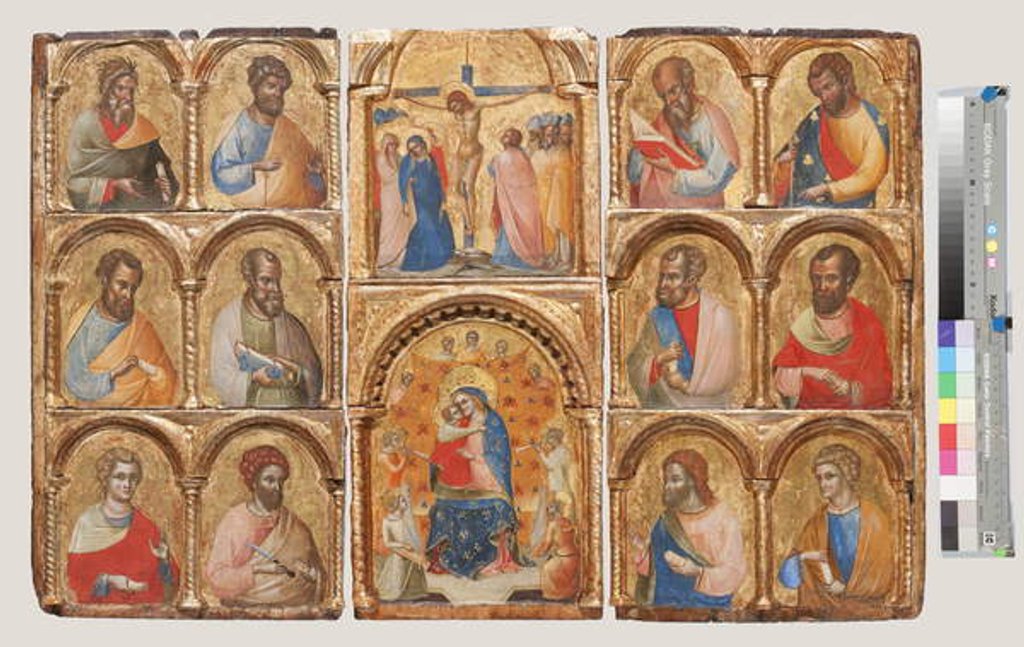 Detail of Madonna and Child with Angels, the Crucifixion, and Twelve Apostles or Saints, c.1360 by Lorenzo Veneziano