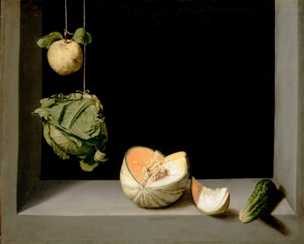 Detail of Quince, Cabbage, Melon, and Cucumber, c.1602 by Juan Sanchez Cotan
