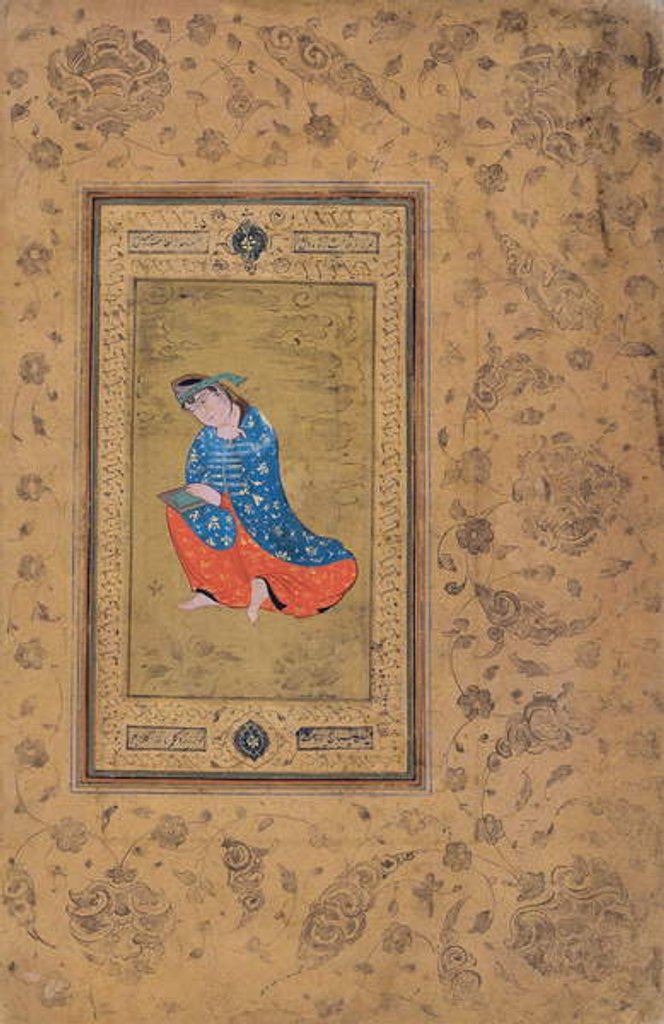 Detail of A princess in blue and orange, c.1575 by Riza-i Abbasi