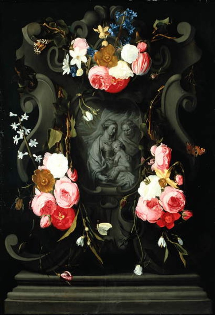 Detail of Flower Garland with the Holy Family, 1625-27 by Daniel Seghers