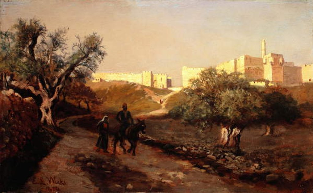 Detail of The Walls of Jerusalem, 1874 by Edwin Lord Weeks