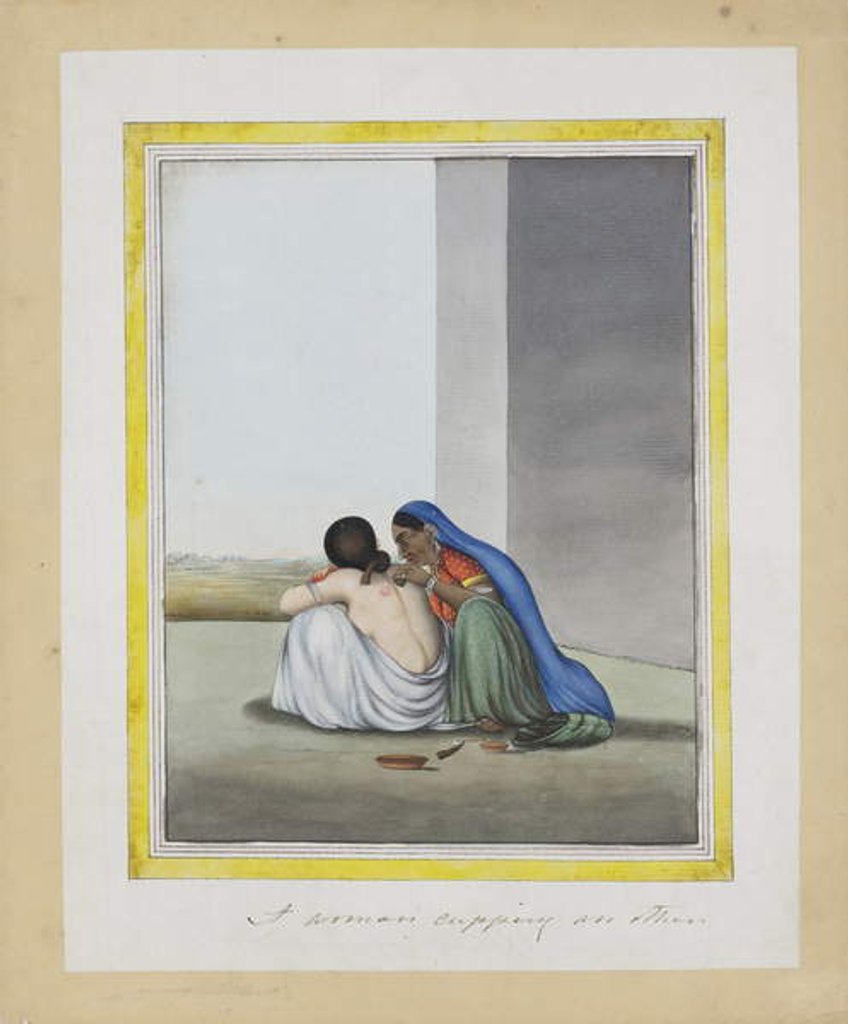 Detail of A woman cupping another, c.1815 by Indian School