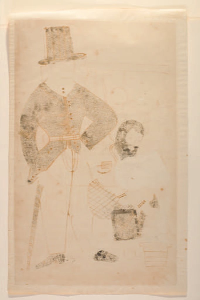 Detail of Mahant turns the oil-press in jail, Kalighat Album, c.1880 by Indian School