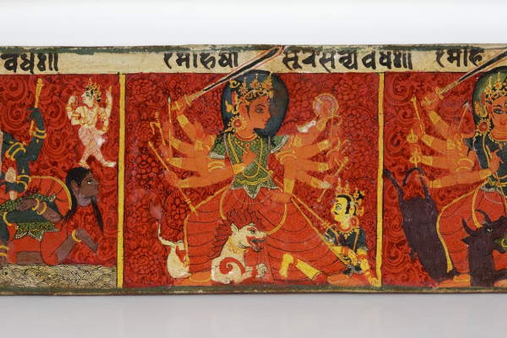 Detail of Detail from a Devimahatmya manuscript cover by Nepalese School