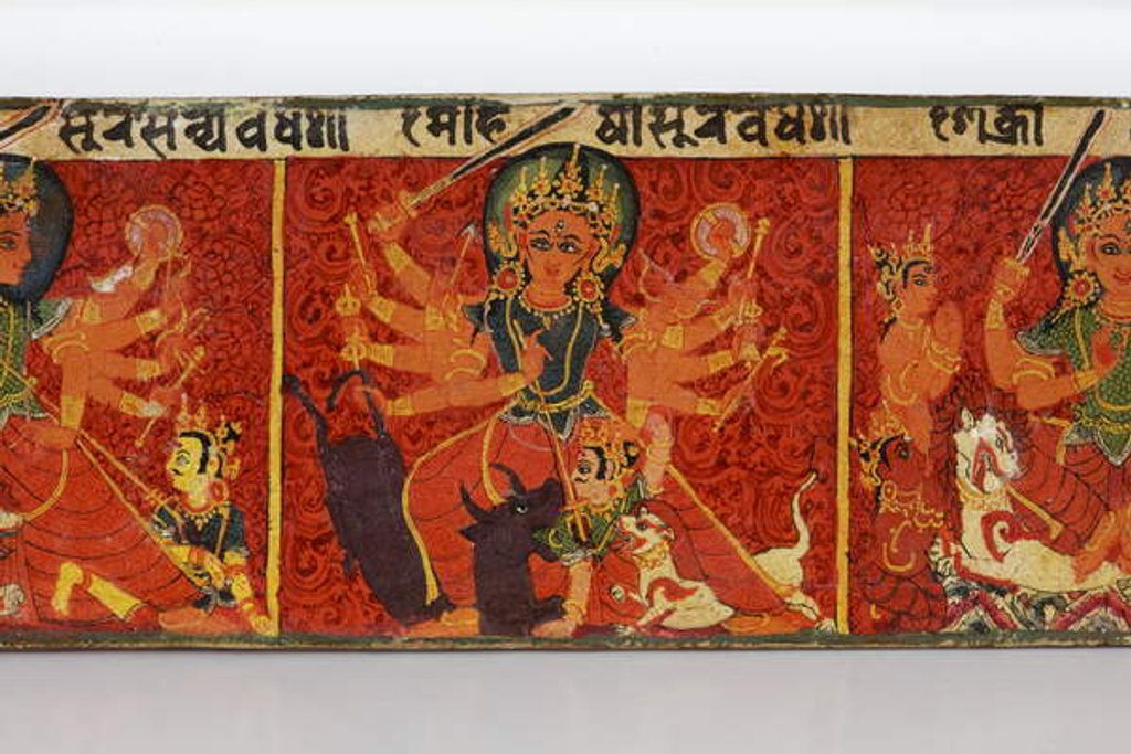 Detail of Detail from a Devimahatmya manuscript cover by Nepalese School