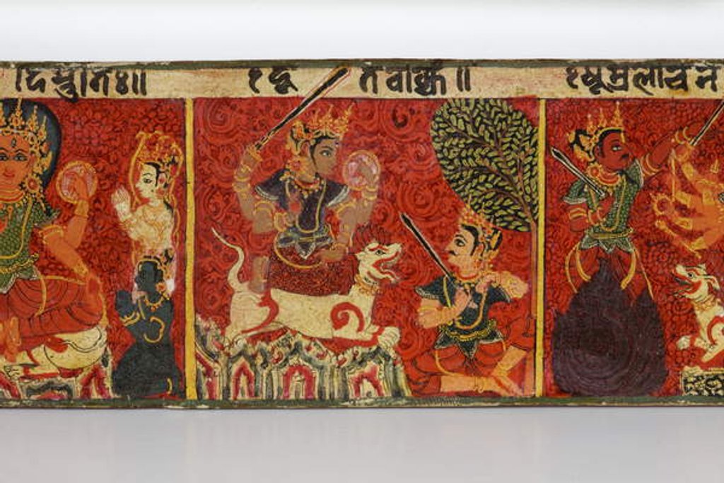 Detail of Detail from a Devimahatmya manuscript cover by Nepalese School