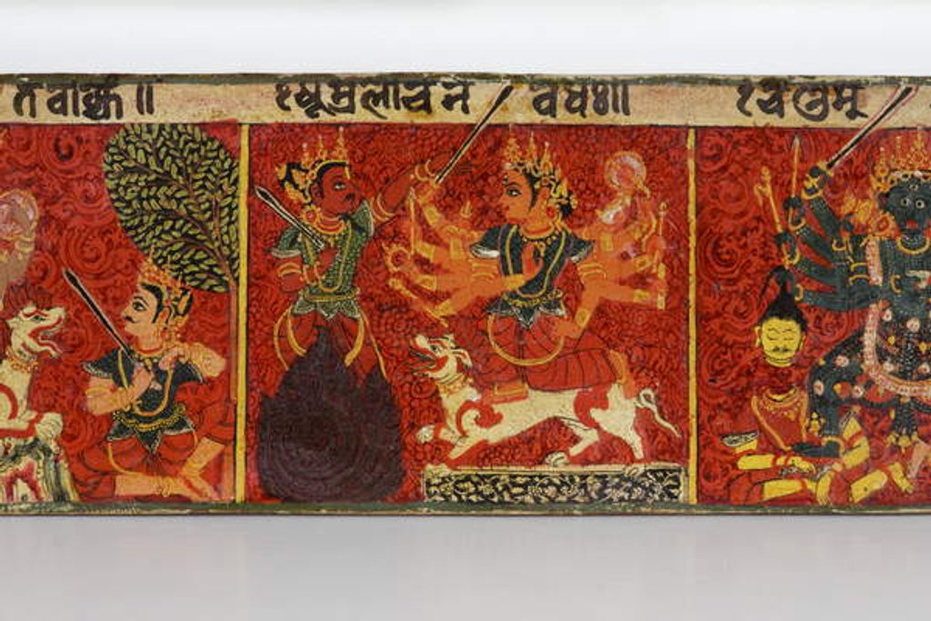 Detail of Detail from a Devimahatmya manuscript cover by Nepalese School