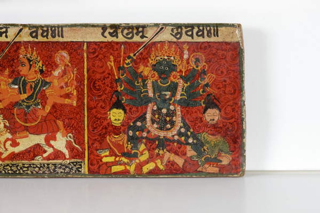 Detail of Detail from a Devimahatmya manuscript cover by Nepalese School