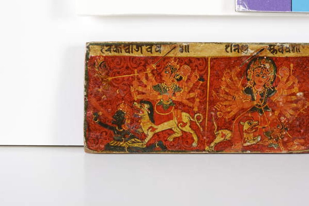 Detail of Detail from a Devimahatmya manuscript cover by Nepalese School