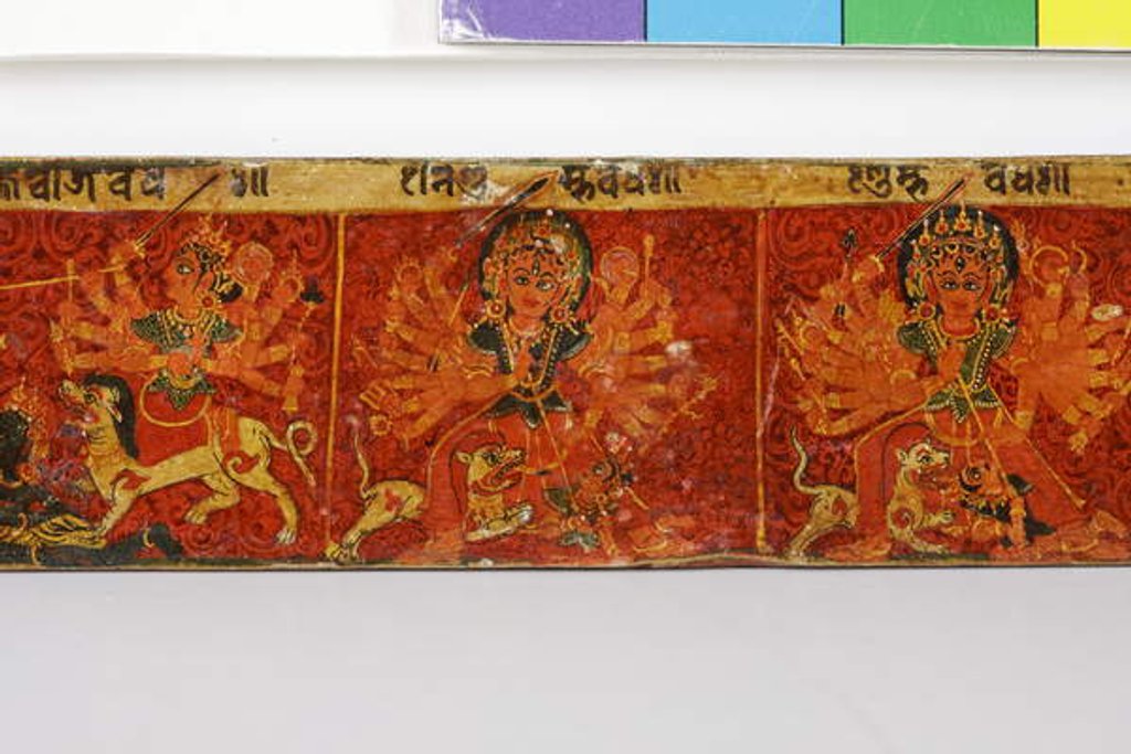 Detail of Detail from a Devimahatmya manuscript cover by Nepalese School