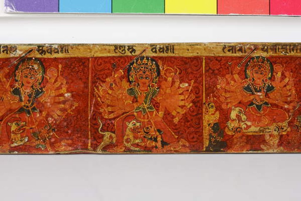 Detail of Detail from a Devimahatmya manuscript cover by Nepalese School