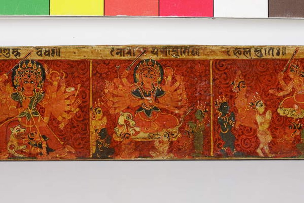 Detail of Detail from a Devimahatmya manuscript cover by Nepalese School