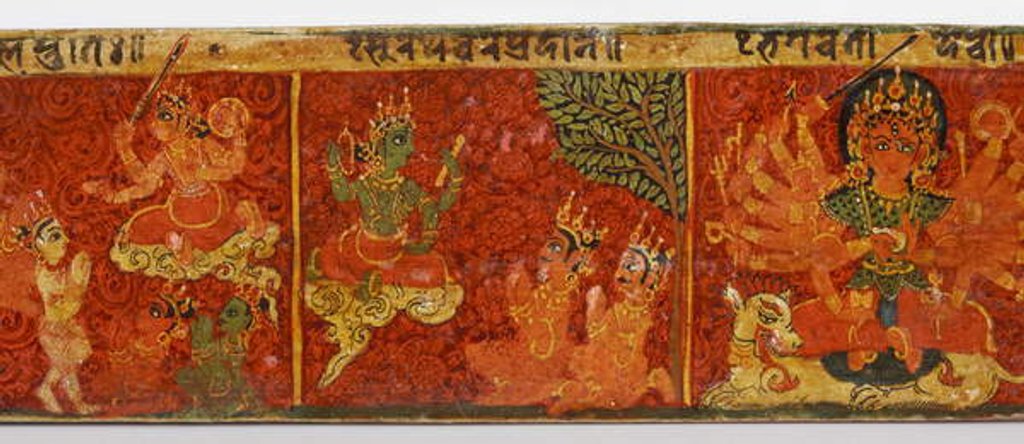 Detail of Detail from a Devimahatmya manuscript cover by Nepalese School