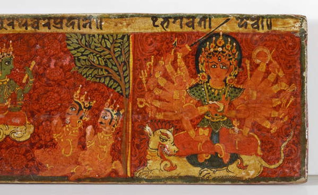 Detail of Detail from a Devimahatmya manuscript cover by Nepalese School