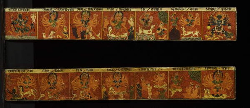 Detail of A pair of Devimahatmya manuscript covers by Nepalese School