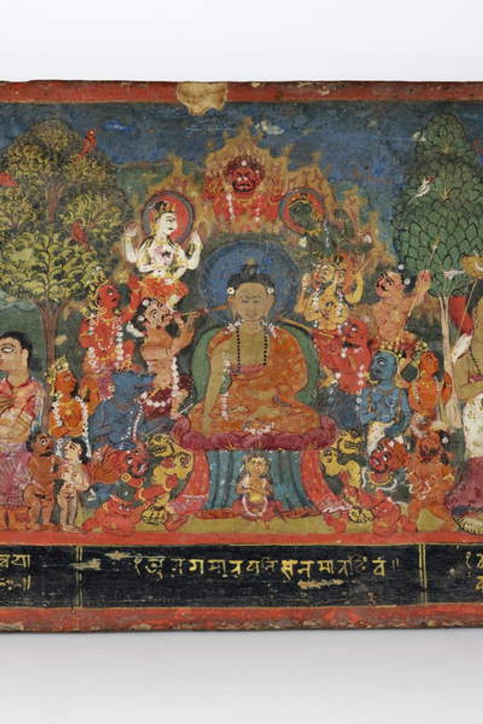 Detail of Detail from a Buddhist manuscript cover by Nepalese School