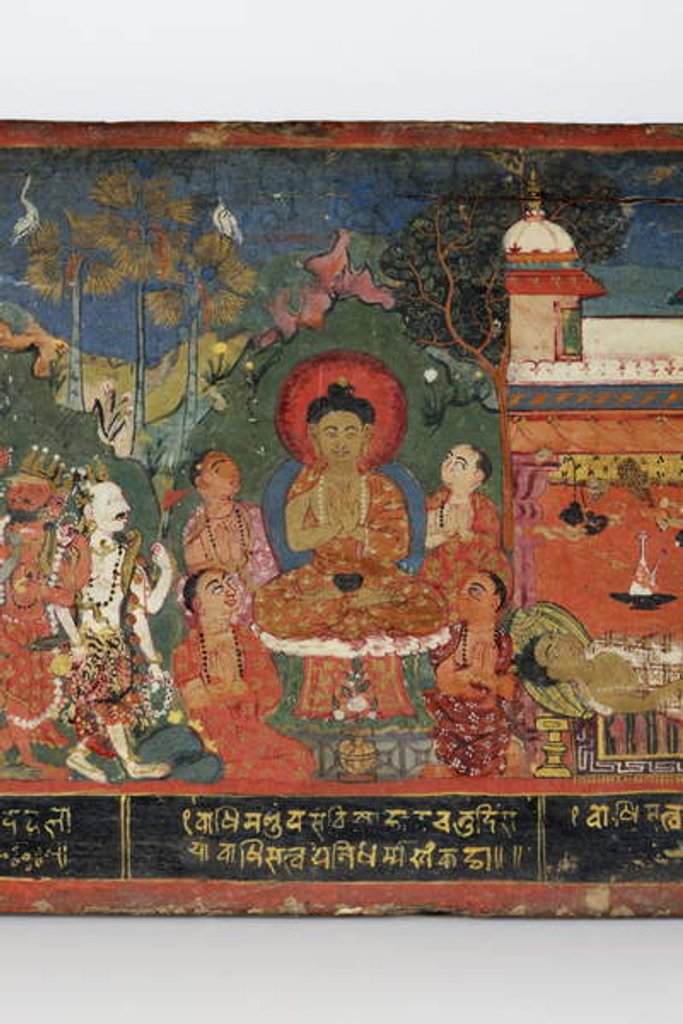 Detail of Detail from a Buddhist manuscript cover by Nepalese School