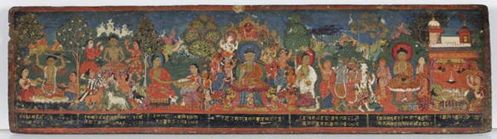 Detail of Buddhist manuscript cover by Nepalese School