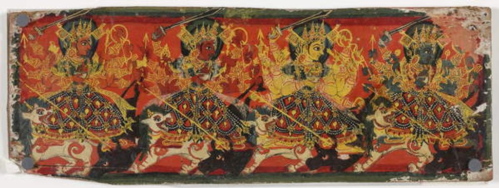 Detail of One of a pair of manuscript covers depicting Devi as the Eight Mothers by Nepalese School