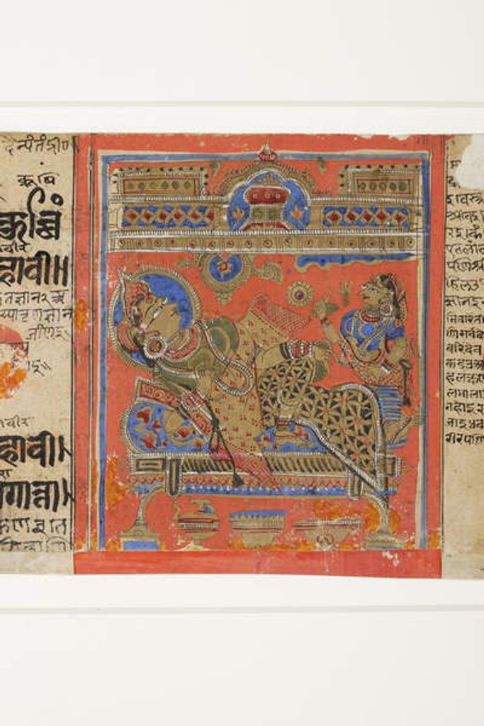 Detail of The Brahmani Devananda on her couch by Indian School