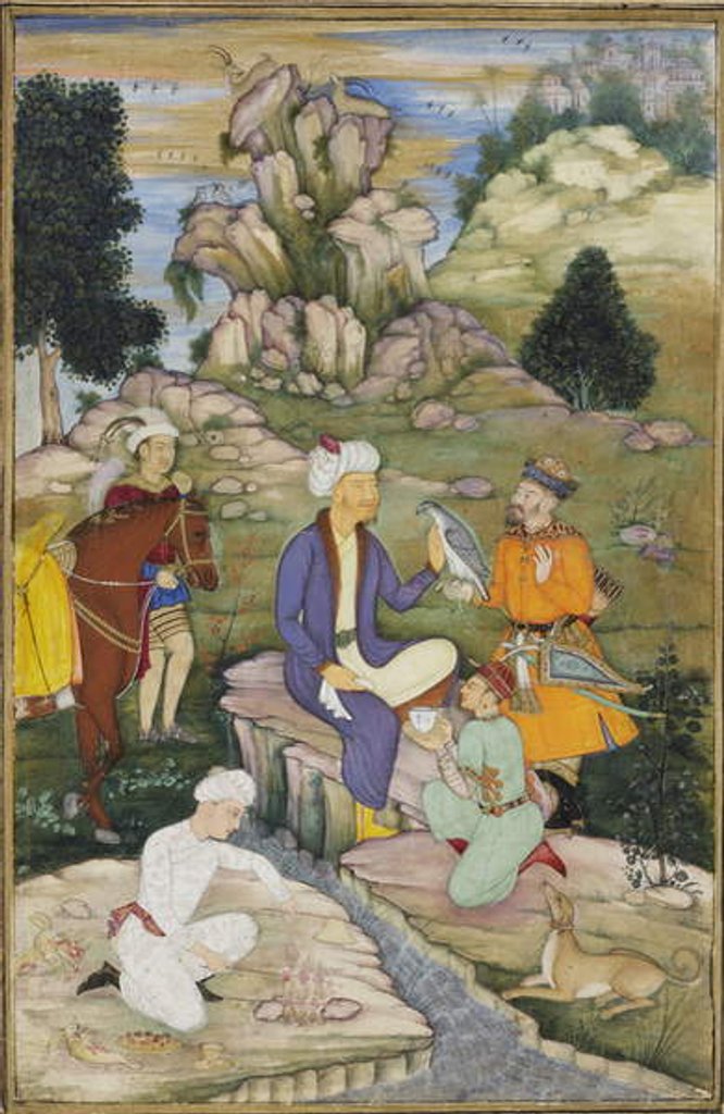 Detail of Picnicking in the course of a hunt, c.1615 by Indian School