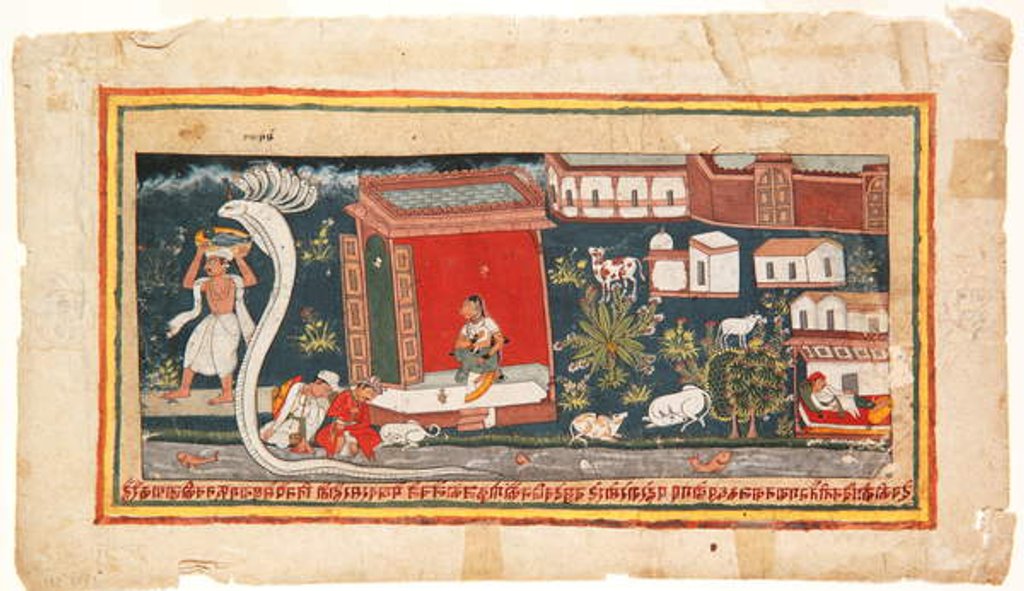 Detail of Baby Krishna is carried to safety, 1600-25 by Indian School