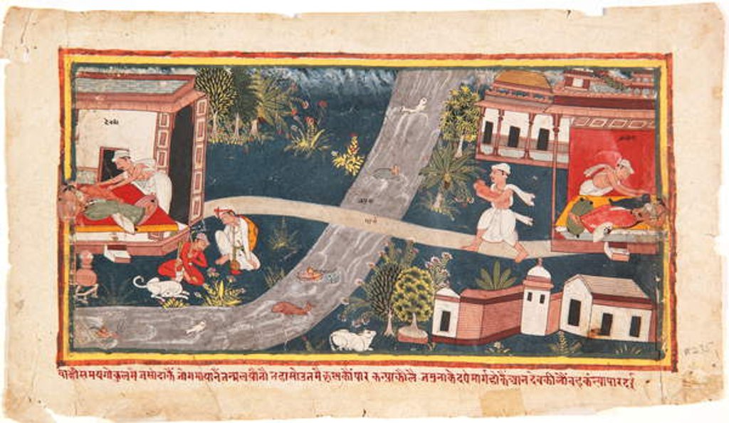 Detail of The babies are exchanged, 1600-25 by Indian School