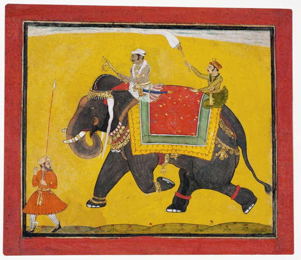 Detail of A raja riding an elephant, c.1690 by Indian School