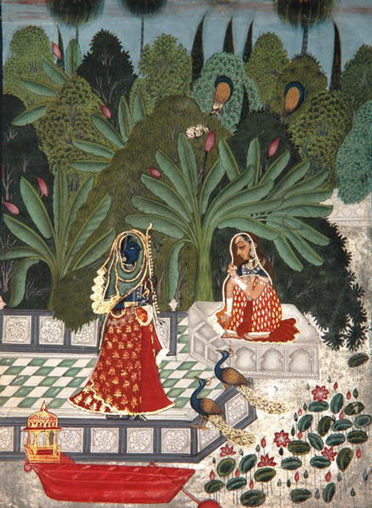 Detail of Krishna uses a ruse to meet his beloved, 1781 by Bhoya Bhoya